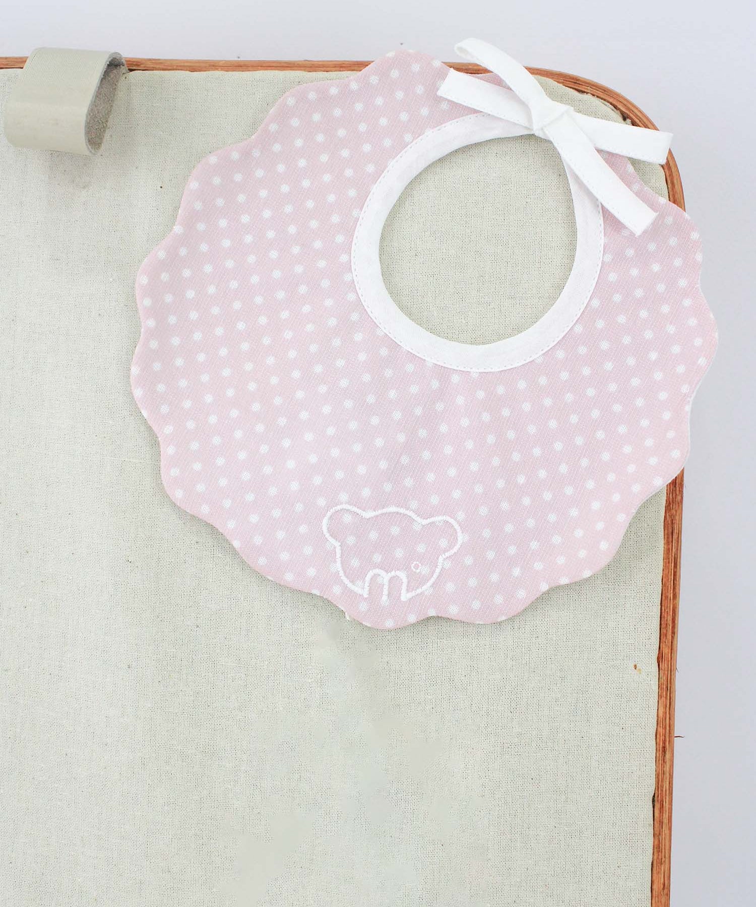 Marlù Bavetta Rosa a Pois con Ricamo per Neonate