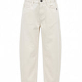 Patrizia Pepe Kids Pantalone in Denim Bianco con Logo sul Retro per Bambine