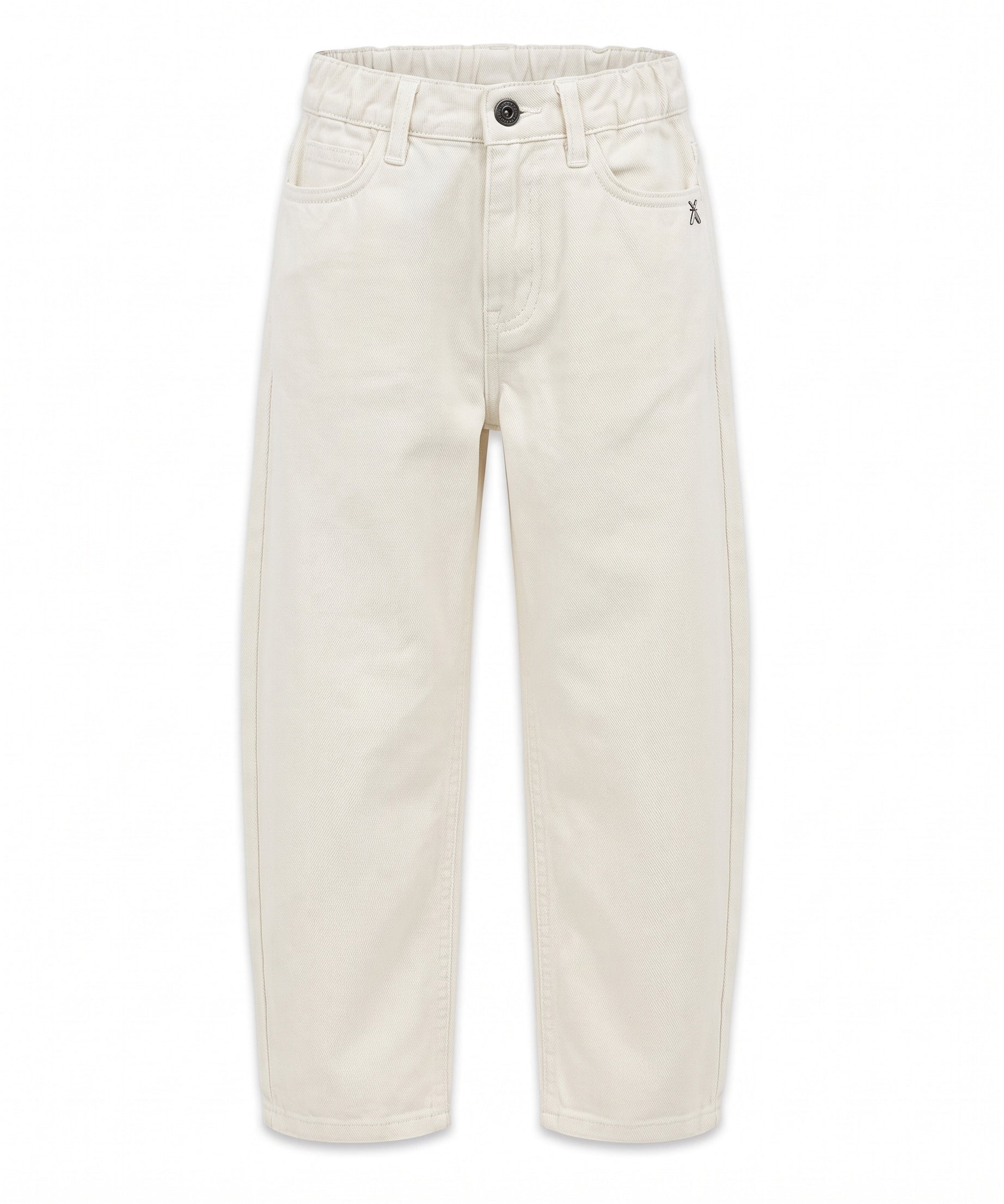 Patrizia Pepe Kids Pantalone in Denim Bianco con Logo sul Retro per Bambine