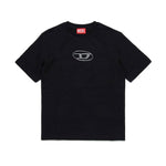 Diesel Kids T-Shirt Nera con Oval D per Bambine 