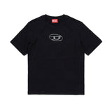 Diesel Kids T-Shirt Nera con Oval D per Bambine 