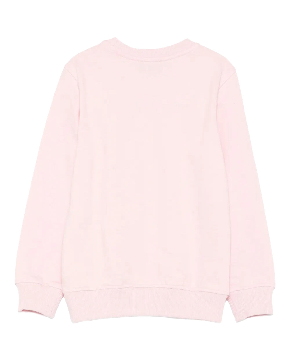Moschino Kids Felpa Girocollo Rosa con Patch Logo per Bambine