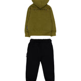John Richmond Kids Completo Felpa Verde Militare e Nero con Logo per Neonati