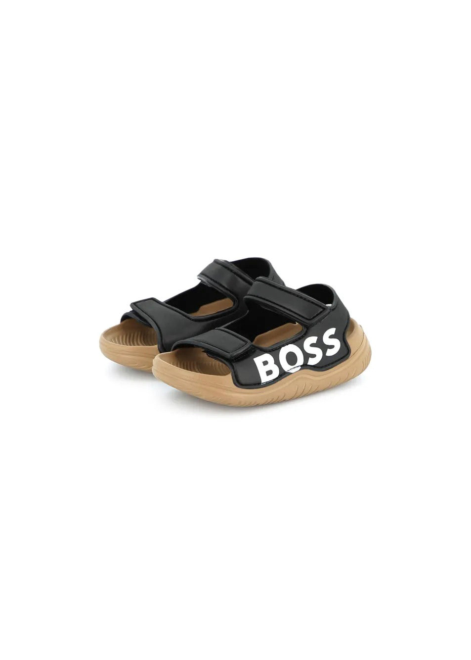Boss Kids Sandali Neri con Logo per Neonati