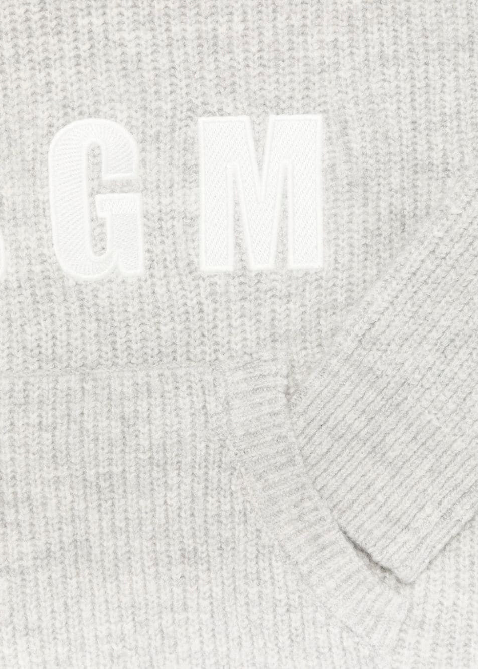 MSGM Kids Felpa Grigia in Maglia con Intarso Logo per Bambini (dettaglio)