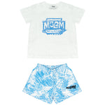 Msgm Kids Completo 2pz Bianco/Azzurro a Fantasia per Neonati