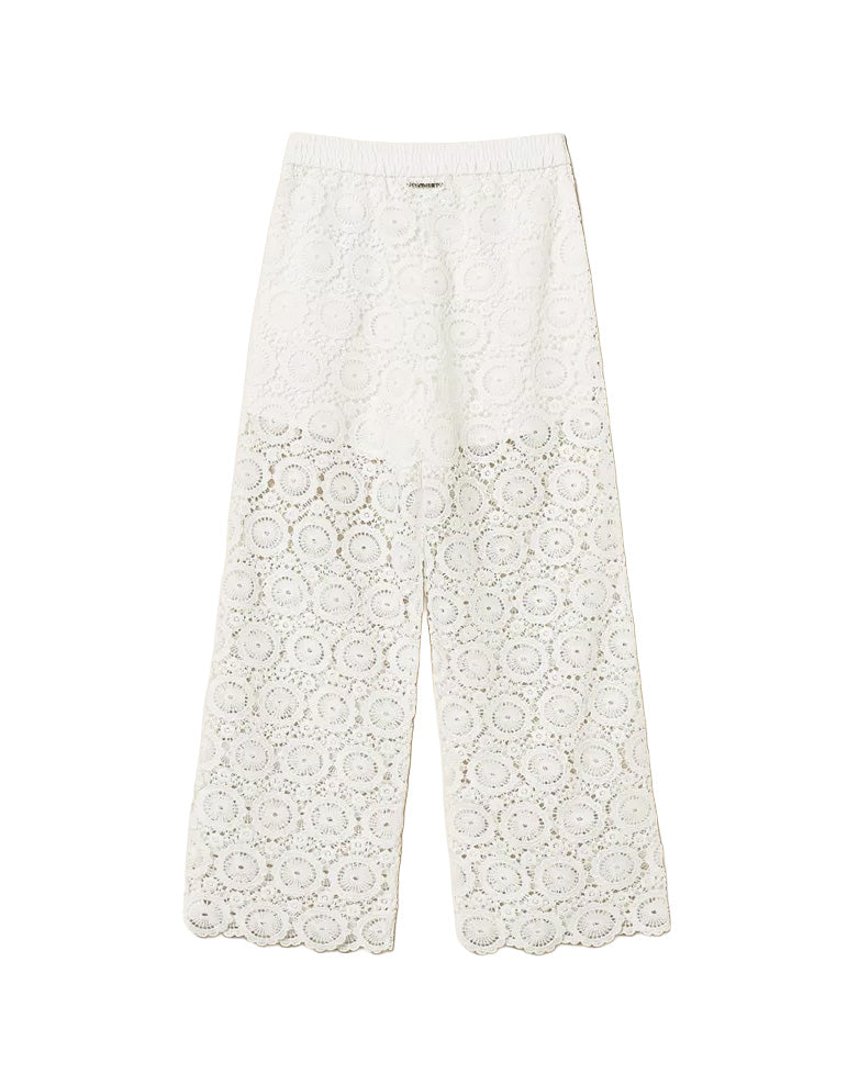 Twinset Kids Pantalone Bianco in Pizzo per Bambine