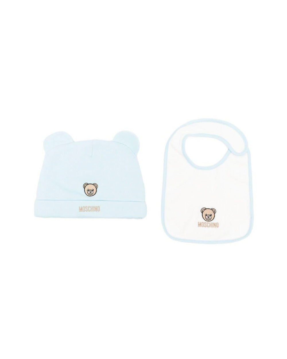 Moschino Kids Capello Celeste con Bavetta per Neonati