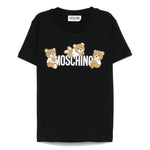 Moschino Kids T-Shirt Nera con Stampa Teddy per Bambini