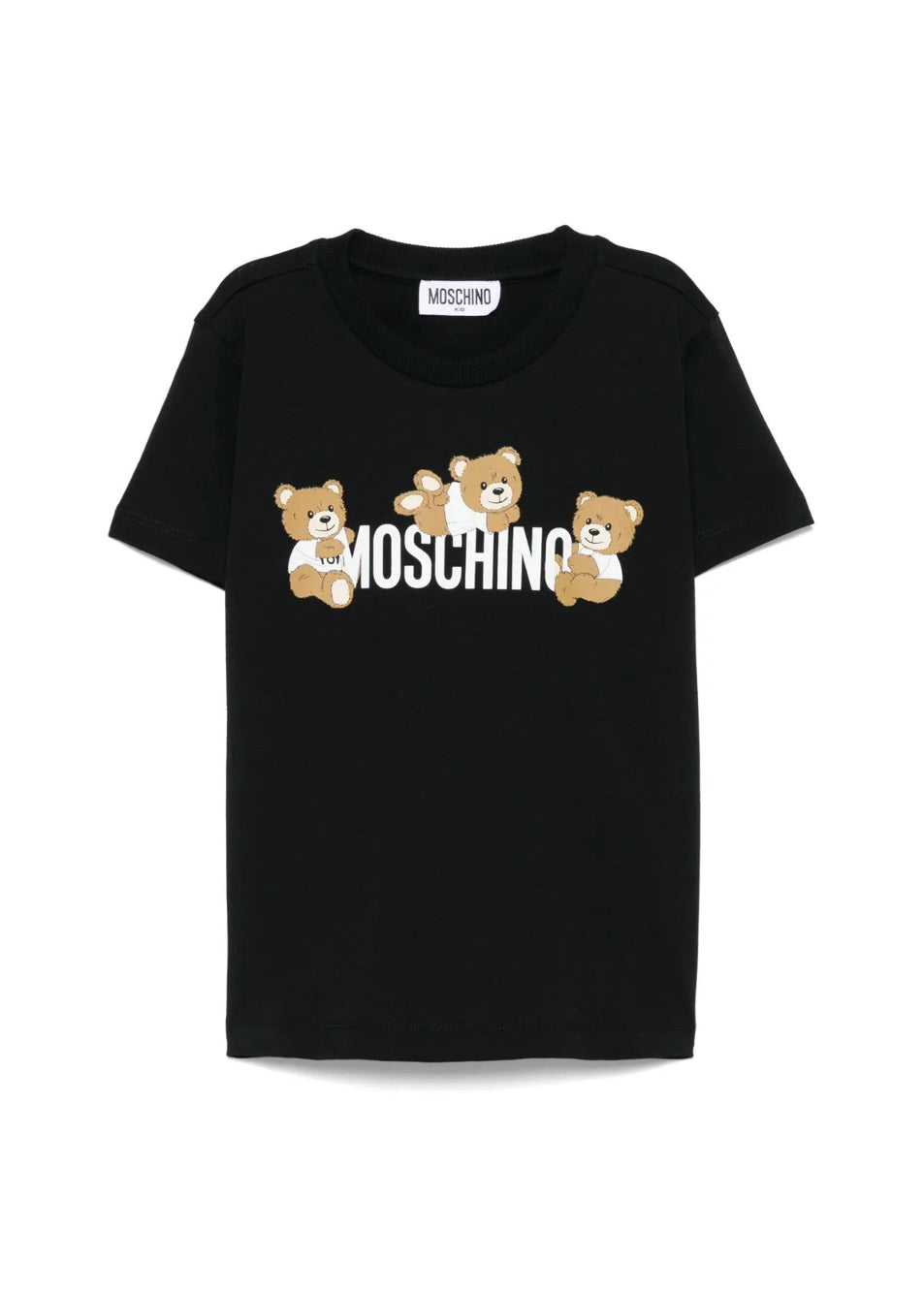 Moschino Kids T-Shirt Nera con Stampa Teddy per Bambini