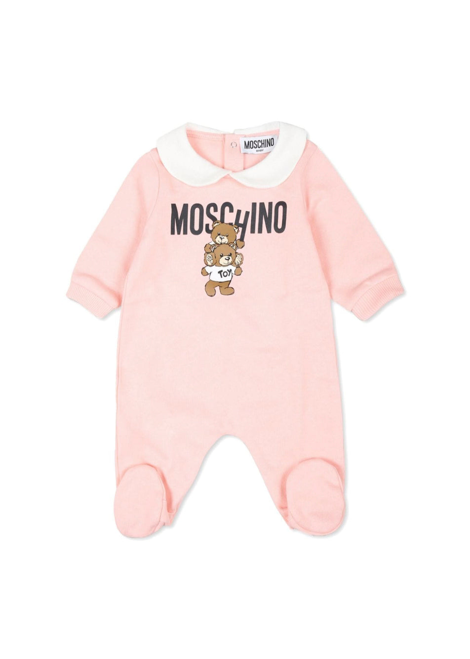 Moschino Kids Tutina Rosa con Stampa Logo Teddy Bear per Neonate