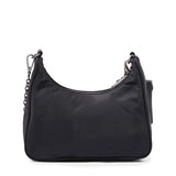 MSGM Kids Borsa in Nylon Nero con Tracolla e Targhetta Logo per Bambine