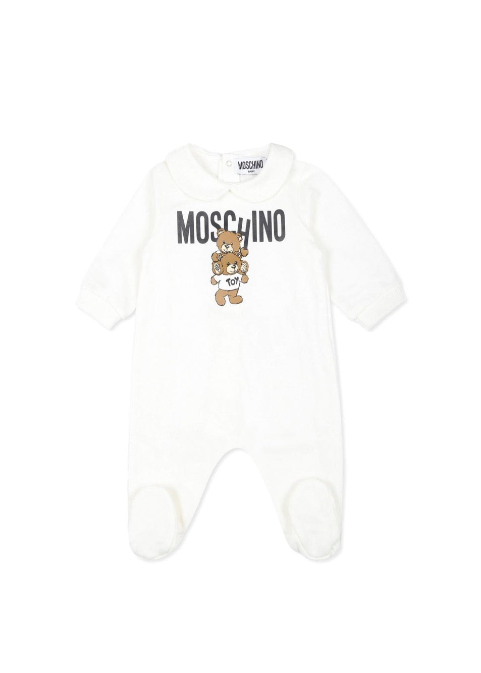 Moschino Kids Tutina Panna con Stampa Logo Teddy Bear per Neonati
