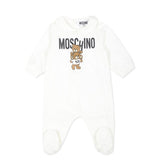 Moschino Kids Tutina Panna con Stampa Logo Teddy Bear per Neonati