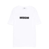 Msgm Kids T-Shirt Bianco con Logo Ricamato per Bambini
