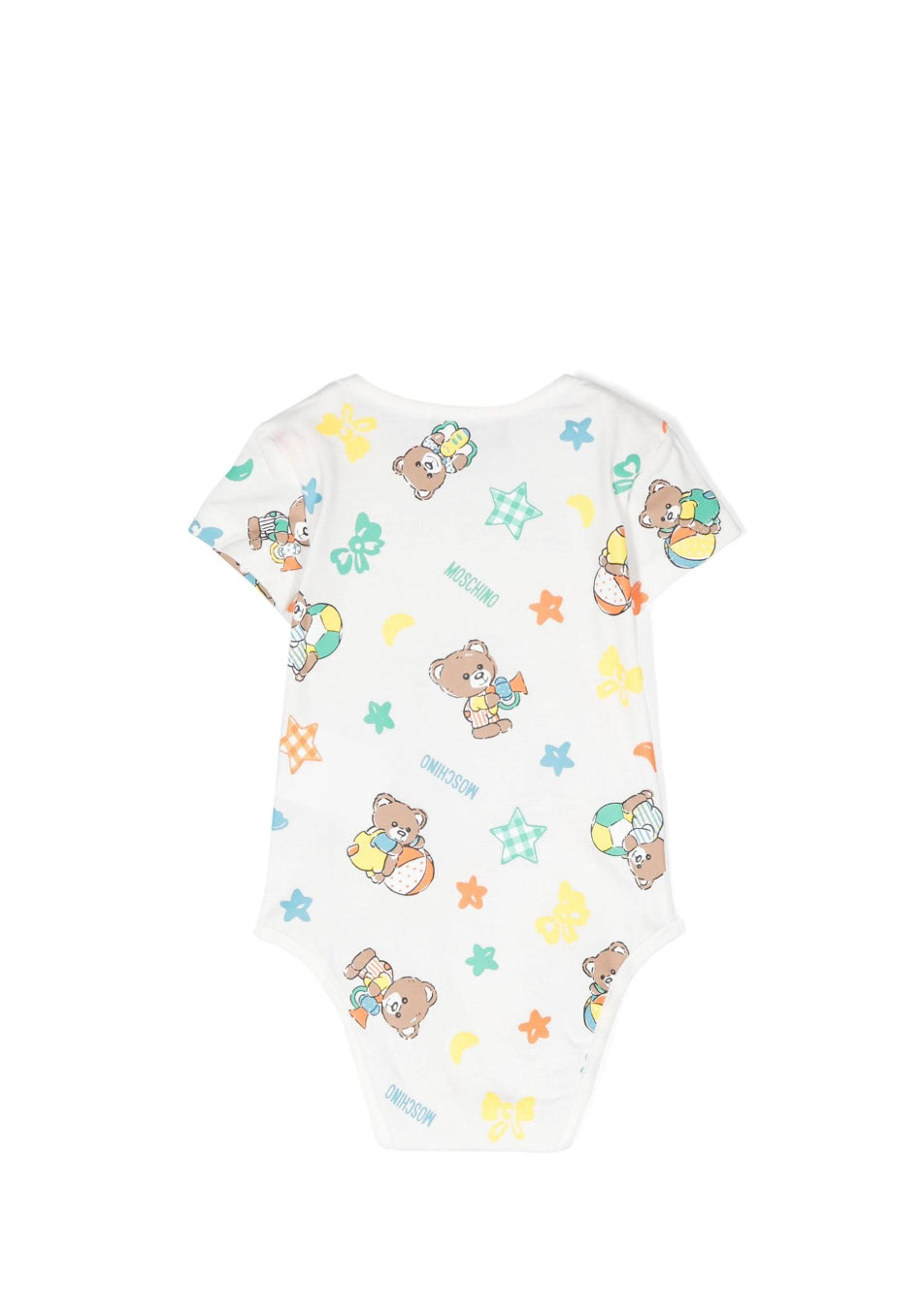 Moschino Kids Body Bianco con Stampa Teddy Bear per Neonati (retro)