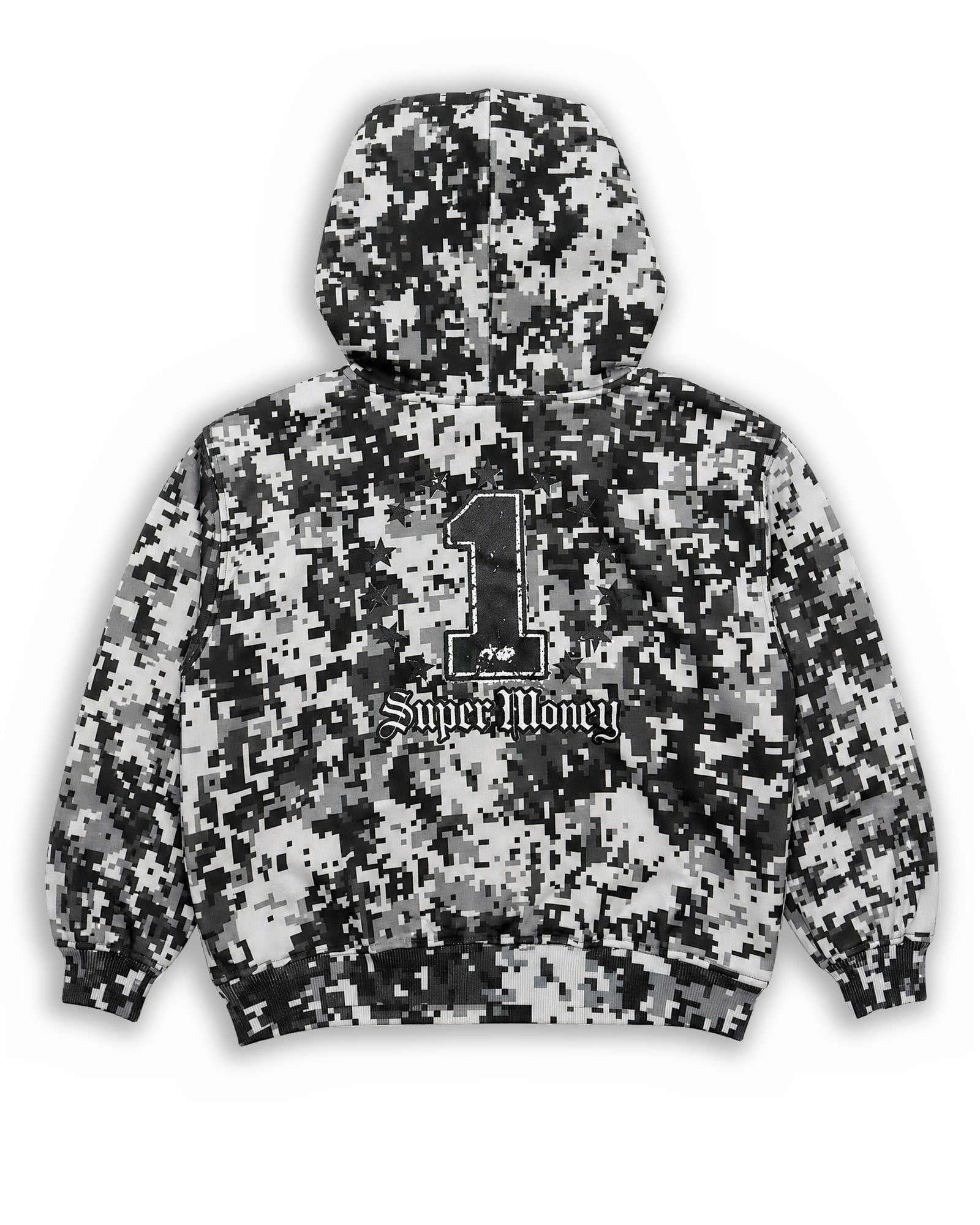 ART SUPER MONEY Kids Felpa Cappuccio Stampa Labbra Camo Bambini