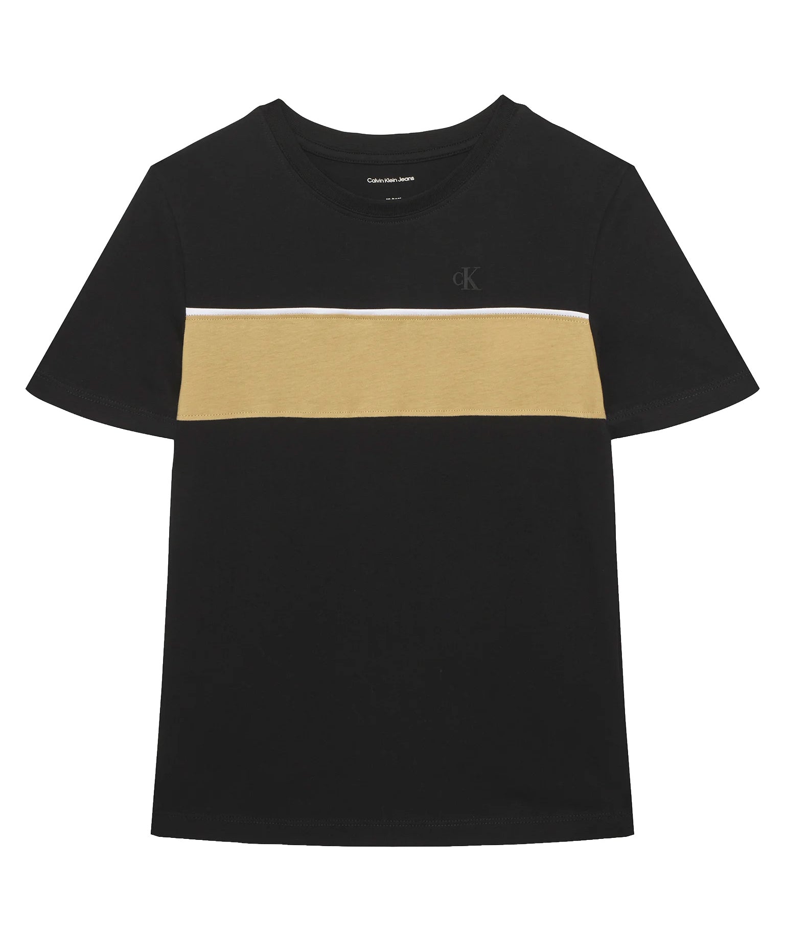 Calvin Klein Kids T-Shirt Nero e Beige con Logo per Bambini