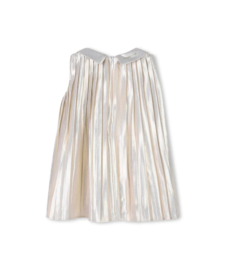 Michael Kors Kids Abito Oro Plissettato per Neonate (retro)