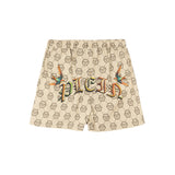 Philipp Plein Kids Short Beige con Stampa Logo All-Over per Bambine