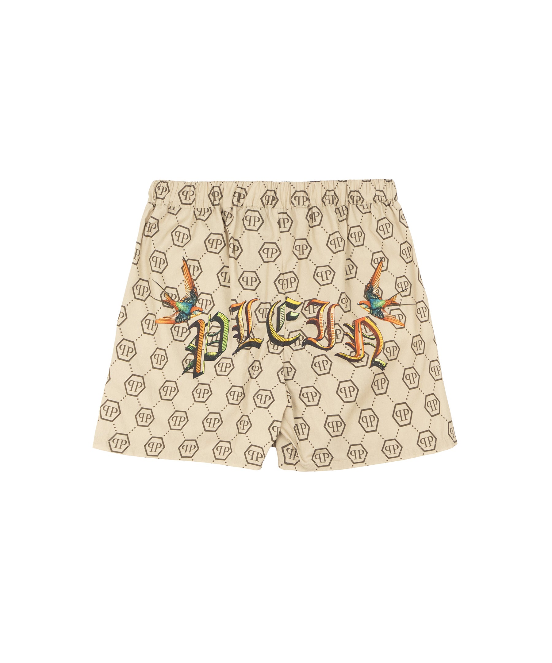 Philipp Plein Kids Short Beige con Stampa Logo All-Over per Bambine