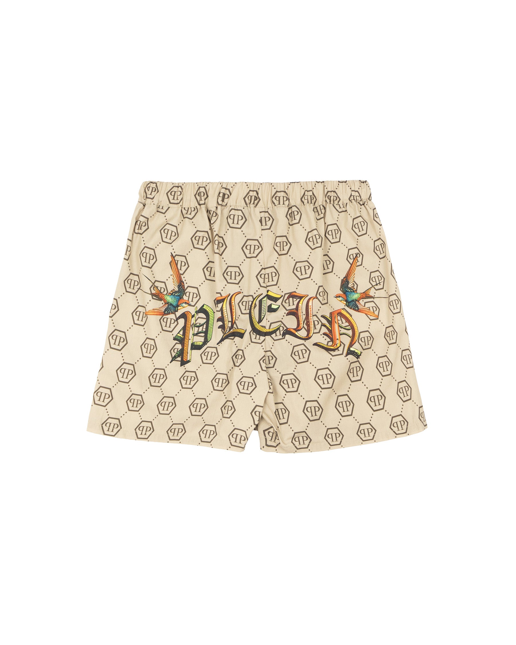 Philipp Plein Kids Short Beige con Stampa Logo All-Over per Bambine