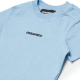 Dsquared2 Kids T-shirt Celeste con Stampa " Dsqured2" Frontale Unisex per Neonati