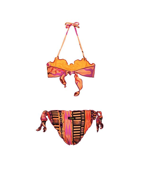 Effek Costume Bikini a Fascia Fantasia Arancione per Bambine