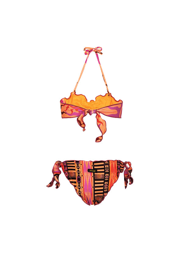 Effek Costume Bikini a Fascia Fantasia Arancione per Bambine