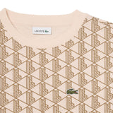 Lacoste Kids T-Shirt Beige All-Over con Logo per Bambini