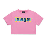 Dsquared2 Kids T-shirt Crop Fucsia con Logo Boxed per Bambine