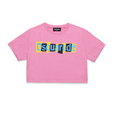 Dsquared2 Kids T-shirt Crop Fucsia con Logo Boxed per Bambine