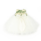 Marlù Abito da Cerimonia Bianco/Verde con Applicazioni per Neonate