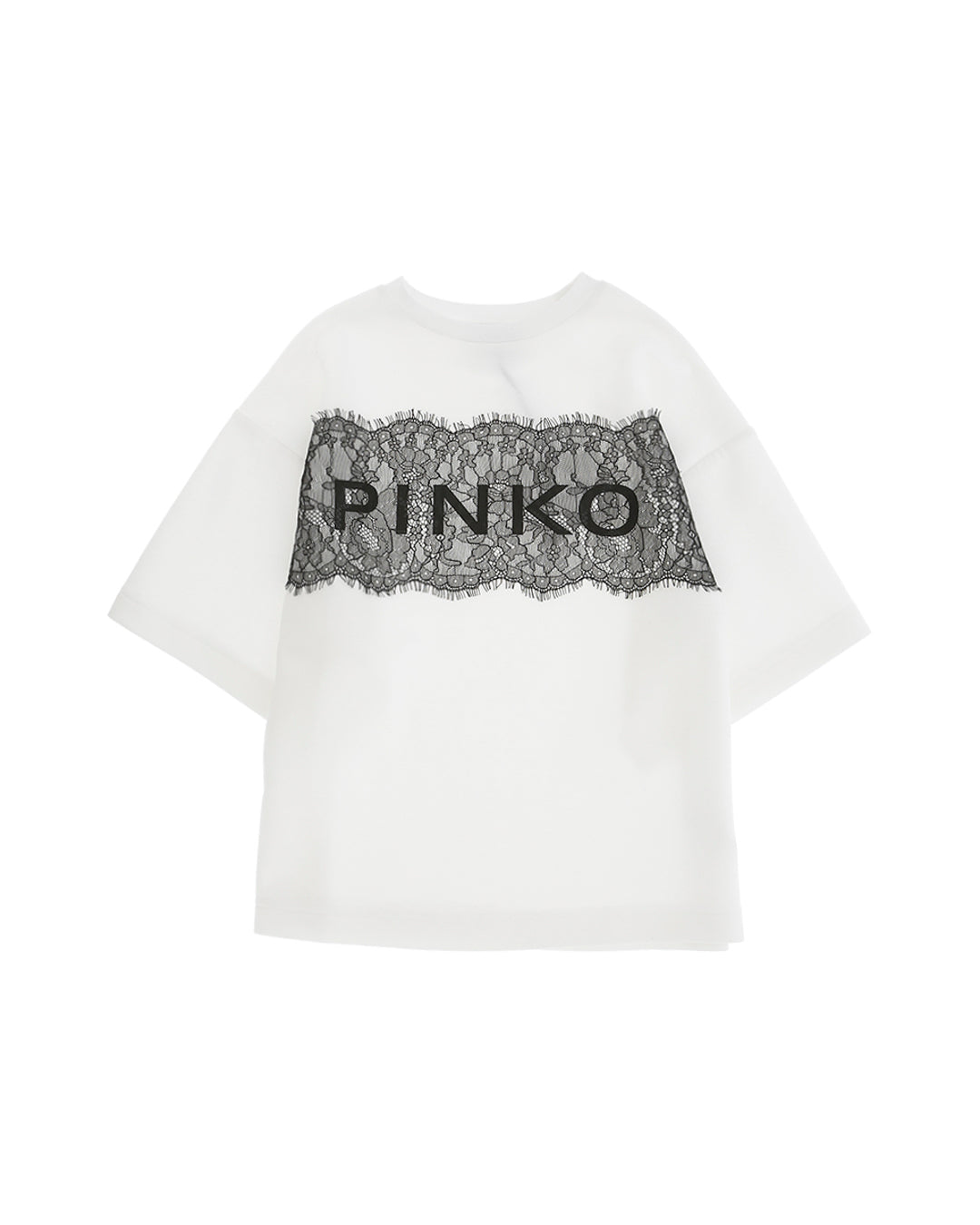 Pinko Kids T-shirt Bianca con Pizzo e Logo per Bambine