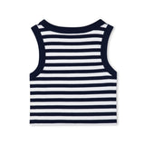 Michael Kors Kids Canotta Blu Marino a Strisce Bianco con Logo Ricamato per Bambine