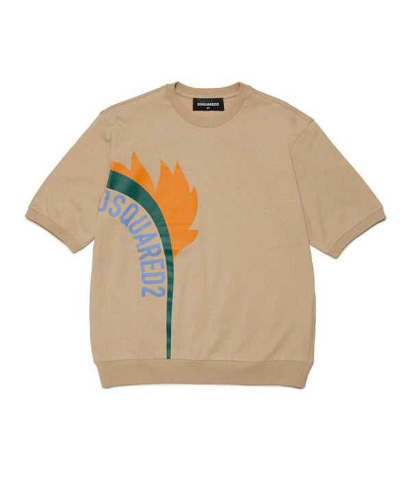 Dsquared2 Kids T-Shirt Beige con Stampa XEROX per Bambini