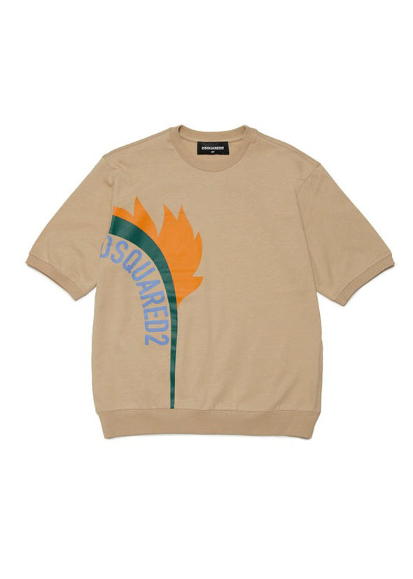 Dsquared2 Kids T-Shirt Beige con Stampa XEROX per Bambini