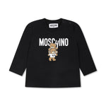 Moschino Kids Blusa Nera con Stampa Logo Teddy Bear per Neonati