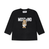 Moschino Kids Blusa Nera con Stampa Logo Teddy Bear per Neonati