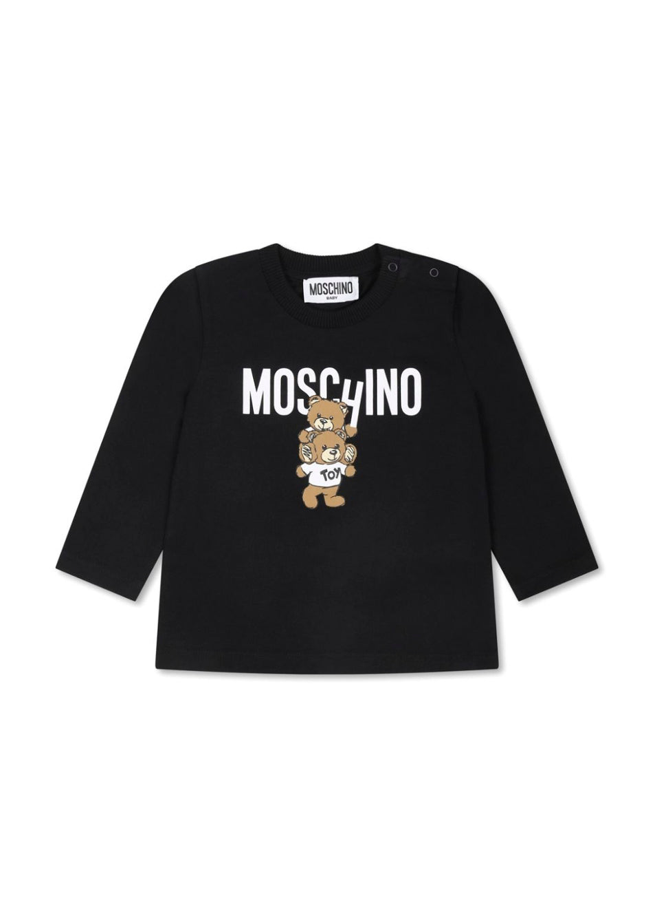 Moschino Kids Blusa Nera con Stampa Logo Teddy Bear per Neonati