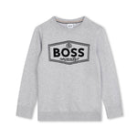 Boss Kids Felpa Grigia Girocollo con Logo per Bambini