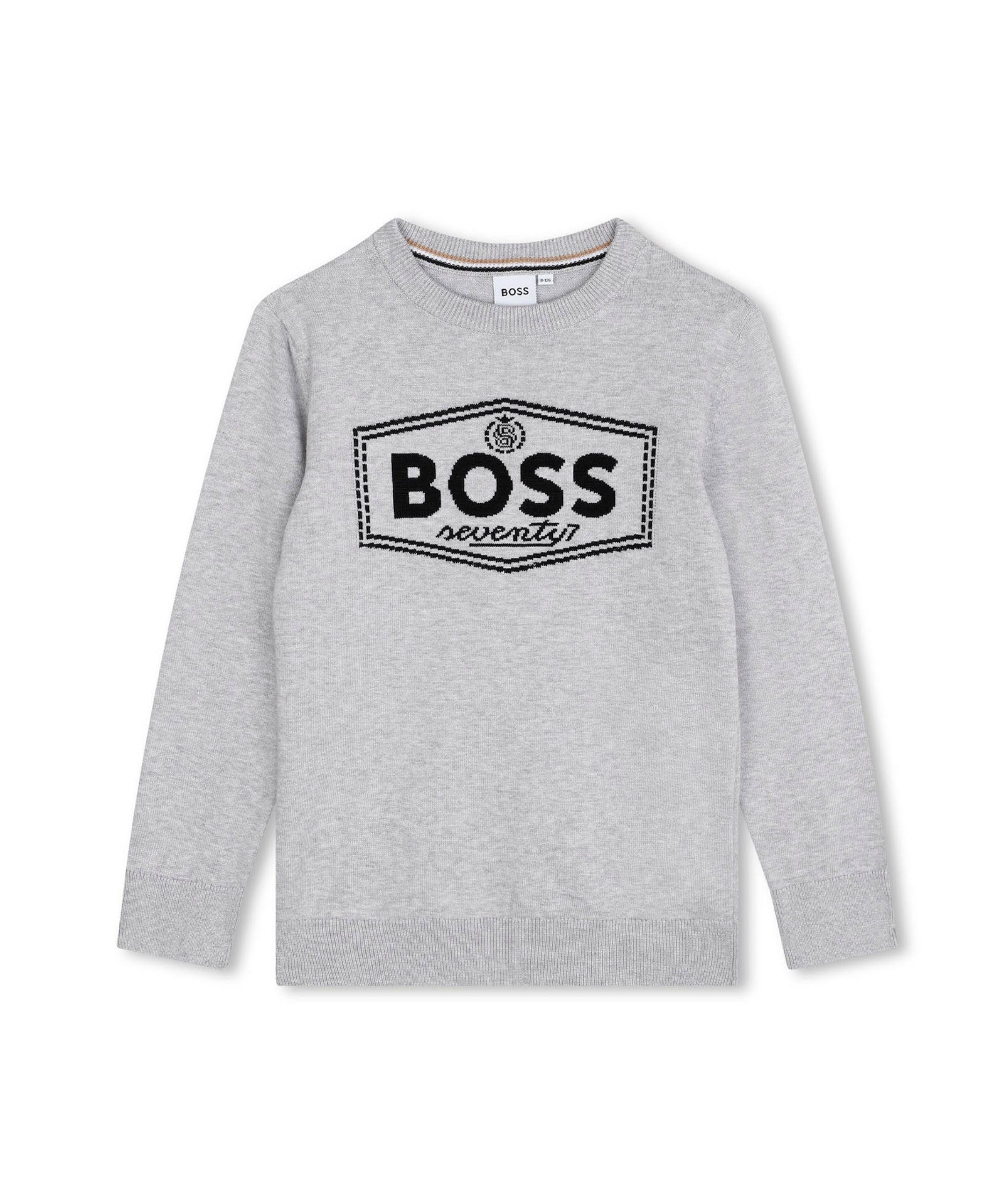Boss Kids Felpa Grigia Girocollo con Logo per Bambini