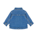 Moschino Kids Camicia Denim Light Blue con Ricamo Teddy Bear per Neonati (retro)