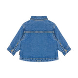 Moschino Kids Camicia Denim Light Blue con Ricamo Teddy Bear per Neonati (retro)