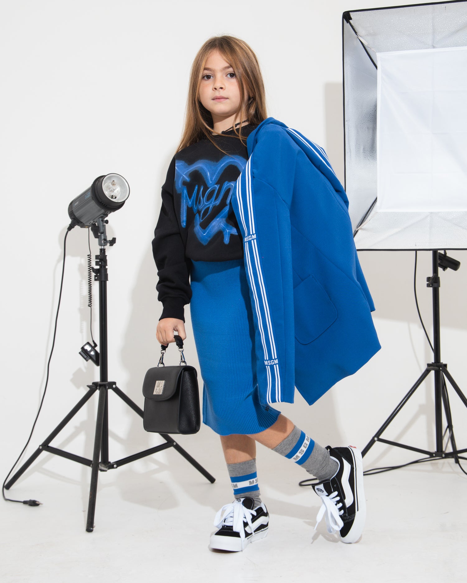 MSGM Kids Gonna in Maglia Royal a Coste per Bambine