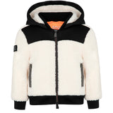 SUNS Kids Giubbotto Teddy Bianco e Nero con Cappuccio per Bambini