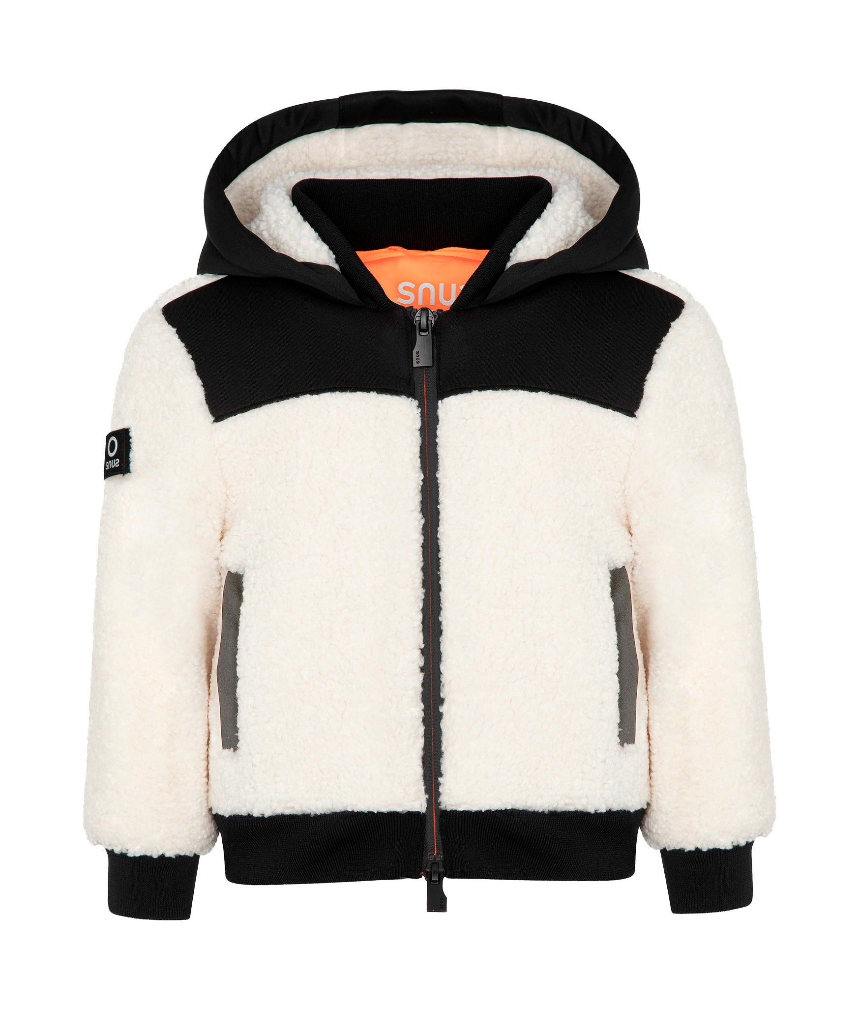 SUNS Kids Giubbotto Teddy Bianco e Nero con Cappuccio per Bambini