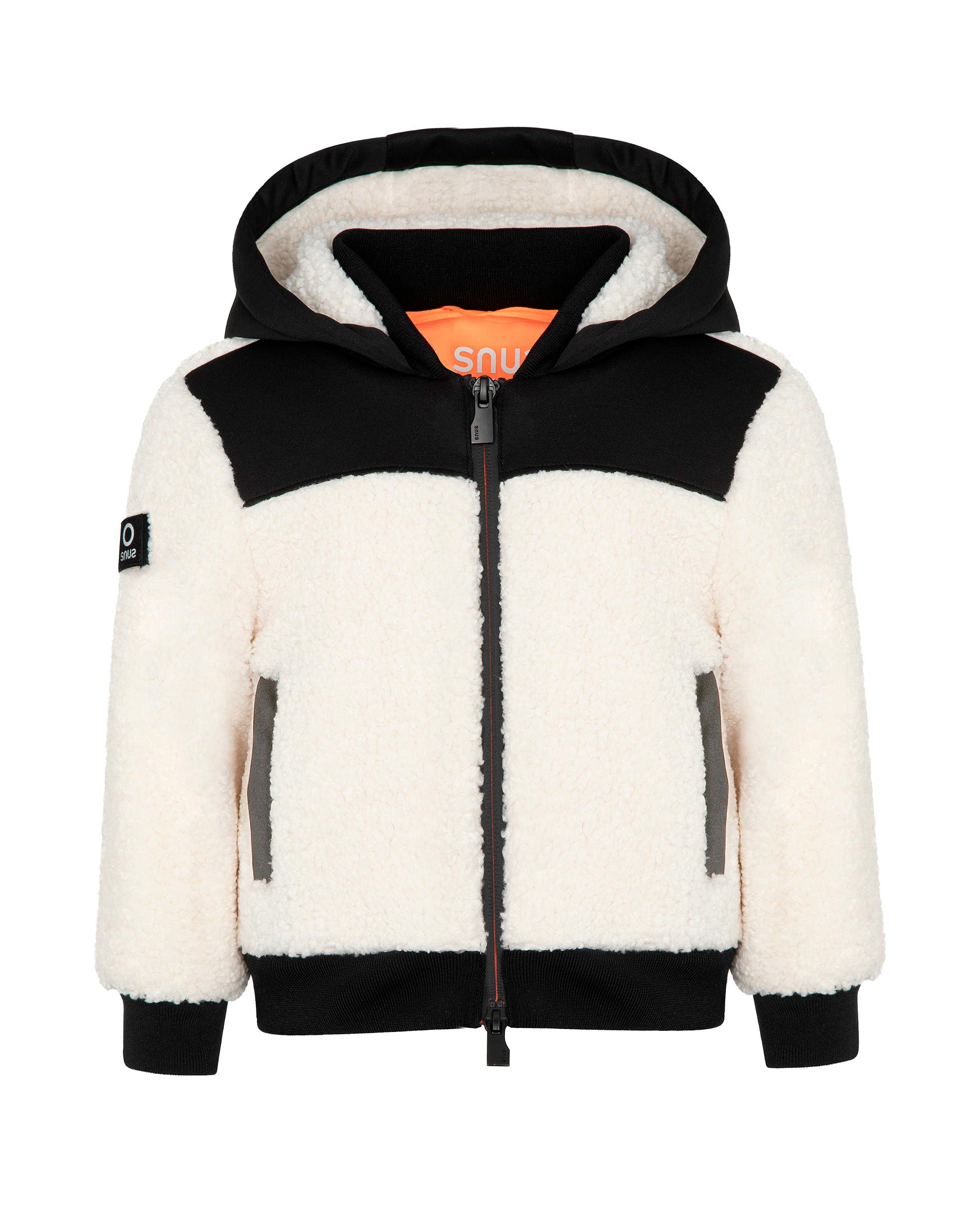 SUNS Kids Giubbotto Teddy Bianco e Nero con Cappuccio per Bambini