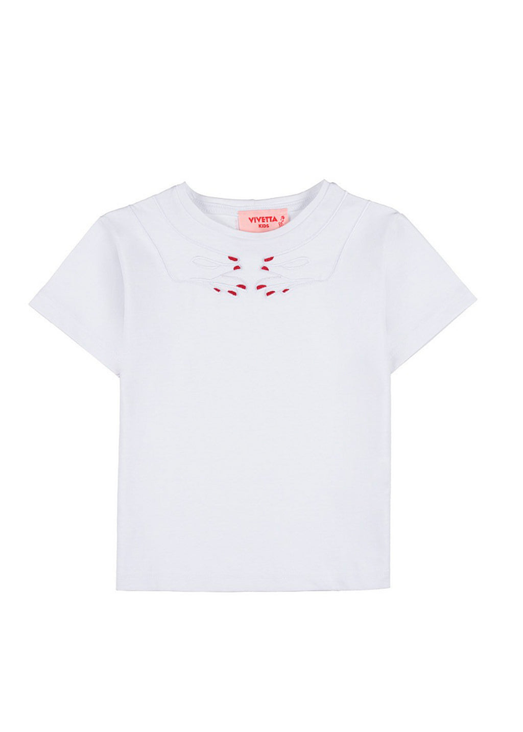Vivetta Kids White T-shirt with Hands Embroidery for Girls