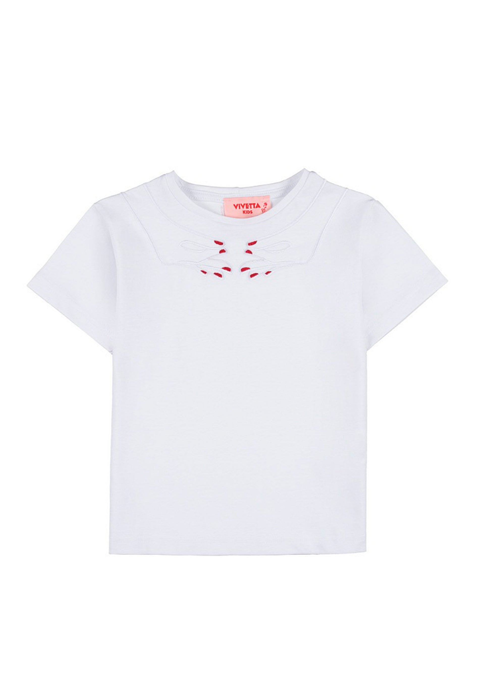 Vivetta Kids White T-shirt with Hands Embroidery for Girls